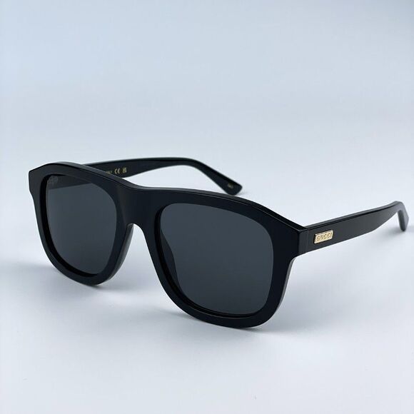 NEW Gucci GG1316S 001 Black Grey Square Unisex Sunglasses